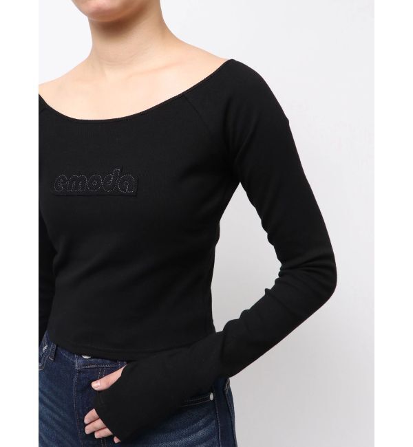 EMODA「ロゴパッチクロップドロンT」|Tシャツ・カットソー|