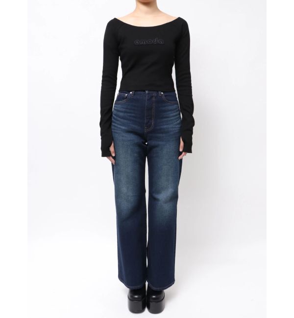 EMODA「ロゴパッチクロップドロンT」|Tシャツ・カットソー|