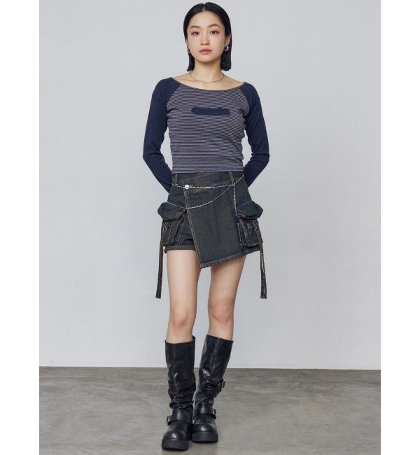 EMODA「ロゴパッチクロップドロンT」|Tシャツ・カットソー|