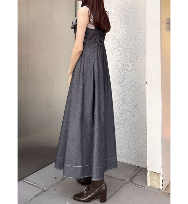 MERCURYDUO「デニムフラワーモチーフジャンスカ」|ワンピース|