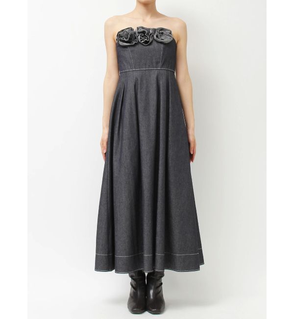 MERCURYDUO「デニムフラワーモチーフジャンスカ」|ワンピース|