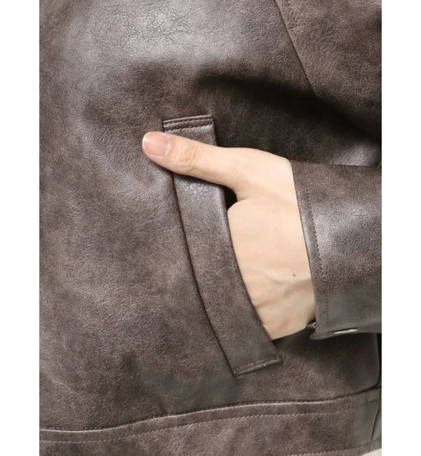 MERCURYDUO「フェイクレザークロップドブルゾン」|ブルゾン・スタジャン|