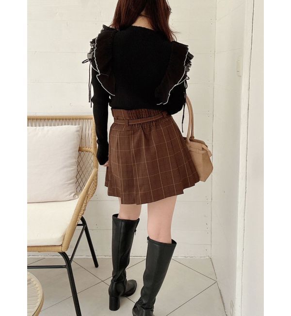 MERCURYDUO「ベルト付きチェックプリーツミニスカパン」|その他|