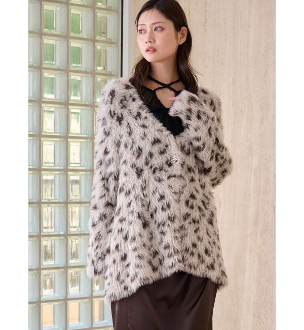 MERCURYDUO「ファーライクシャギーミドルカーディガン」|カーディガン|ミックス