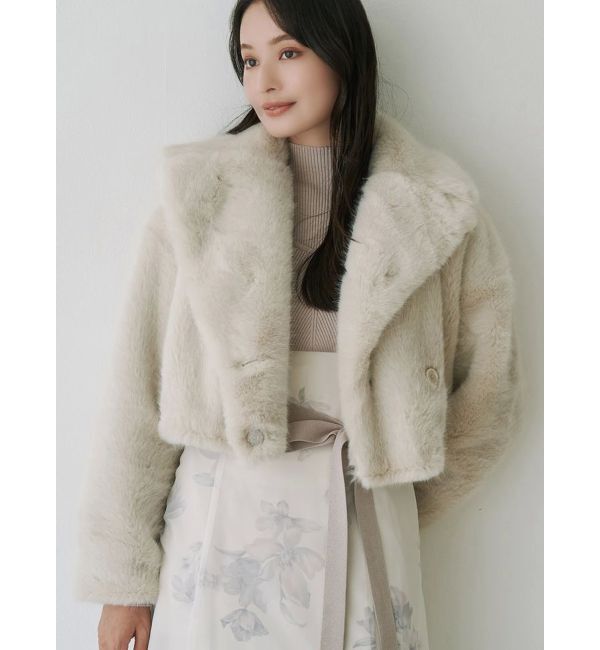 MERCURYDUO「テーラードカラーフェイクファーショートコート」|その他|アイボリー