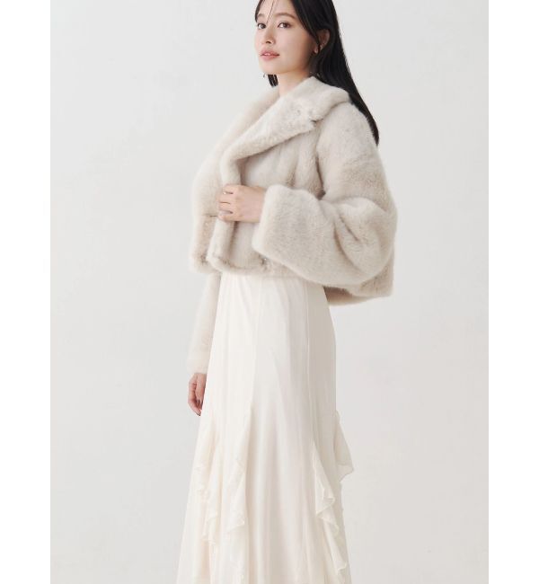 MERCURYDUO「テーラードカラーフェイクファーショートコート」|その他|