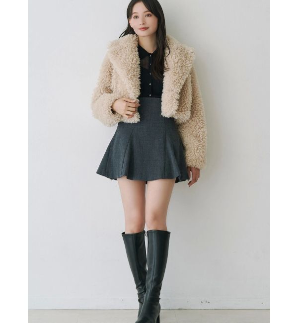 MERCURYDUO「テーラードカラーフェイクファーショートコート」|その他|