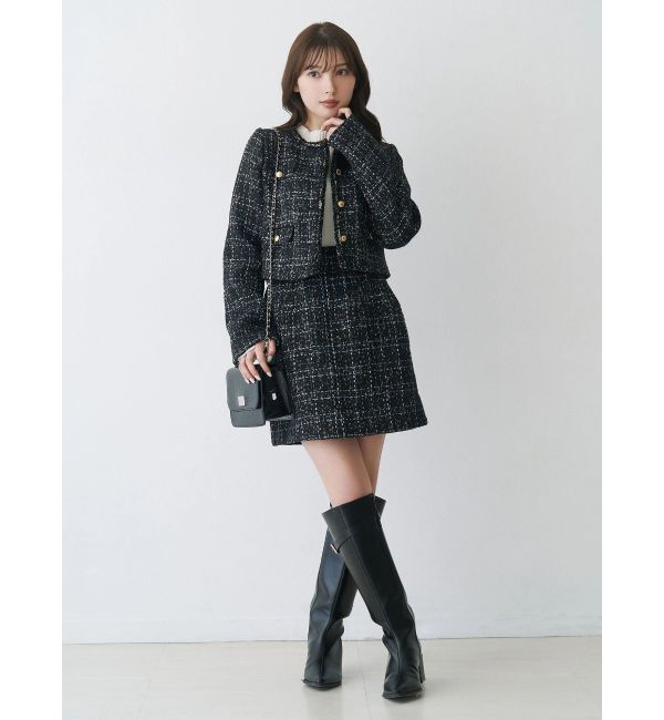 MERCURYDUO「オリジナルツイードノーカラージャケット」|ノーカラージャケット|