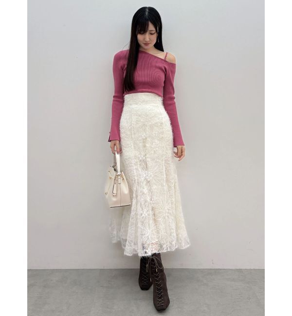 MERCURYDUO「シャギーエンブロイダリースカート」|スカート|