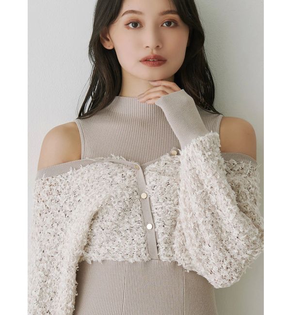 MERCURYDUO「ツイードニットカーデドッキングマーメイドニットワンピース」|ワンピース|