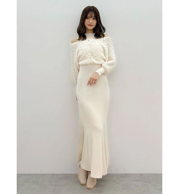 MERCURYDUO「ツイードニットカーデドッキングマーメイドニットワンピース」|ワンピース|