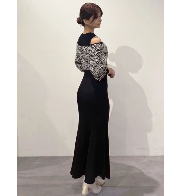 MERCURYDUO「ツイードニットカーデドッキングマーメイドニットワンピース」|ワンピース|