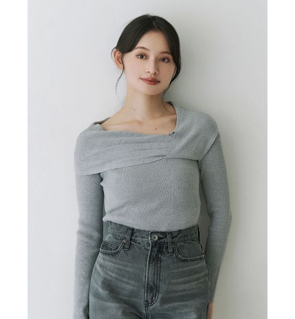 MERCURYDUO「アシメドレープコンパクトニット」|ニット・セーター|