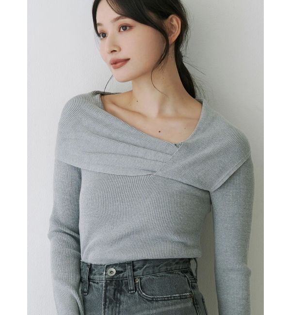 MERCURYDUO「アシメドレープコンパクトニット」|ニット・セーター|