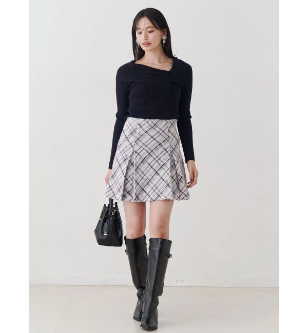 MERCURYDUO「アシメドレープコンパクトニット」|ニット・セーター|