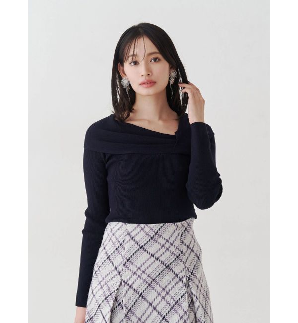 MERCURYDUO「アシメドレープコンパクトニット」|ニット・セーター|