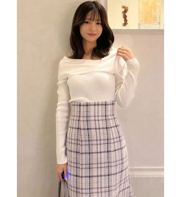 MERCURYDUO「アシメドレープコンパクトニット」|ニット・セーター|