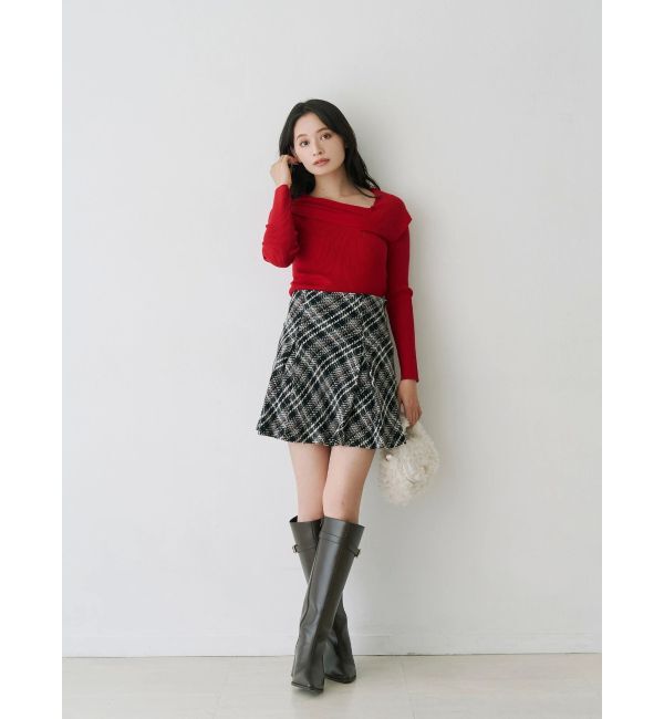 MERCURYDUO「アシメドレープコンパクトニット」|ニット・セーター|