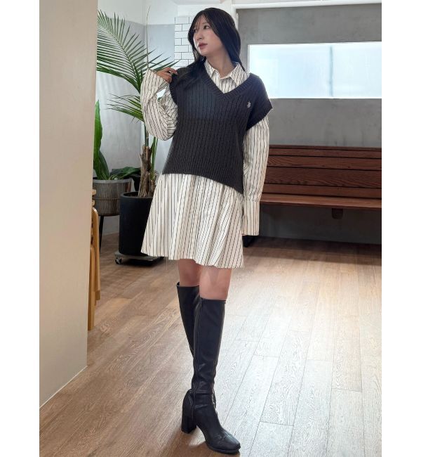 MERCURYDUO「U.S. POLO ASSN.別注 ベストセットシャツミニワンピース」|ワンピース|