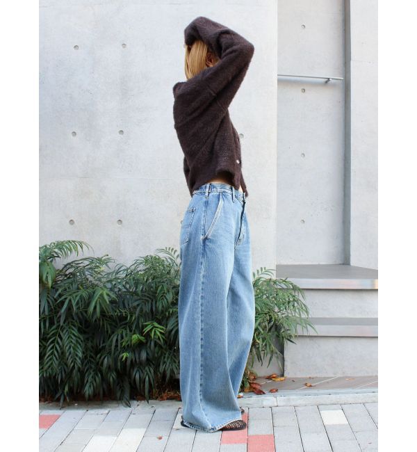 Ungrid「【WEB限定】ボタンデザインハイウエストストレートデニム」|デニム|