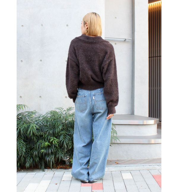 Ungrid「【WEB限定】ボタンデザインハイウエストストレートデニム」|デニム|