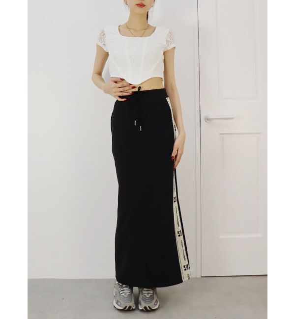 EVRIS「サイドロゴラインスウェットロングスカート【セットアップ着用可能】」|スカート|