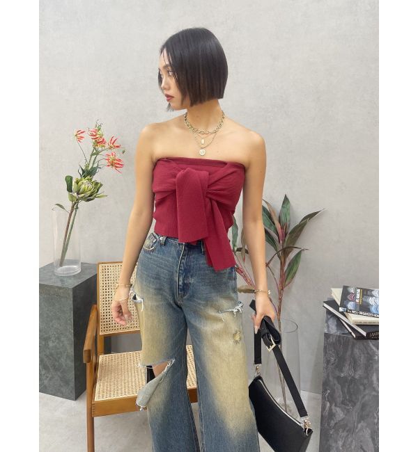 EVRIS「カットアウトワイドデニムパンツ」|デニム|