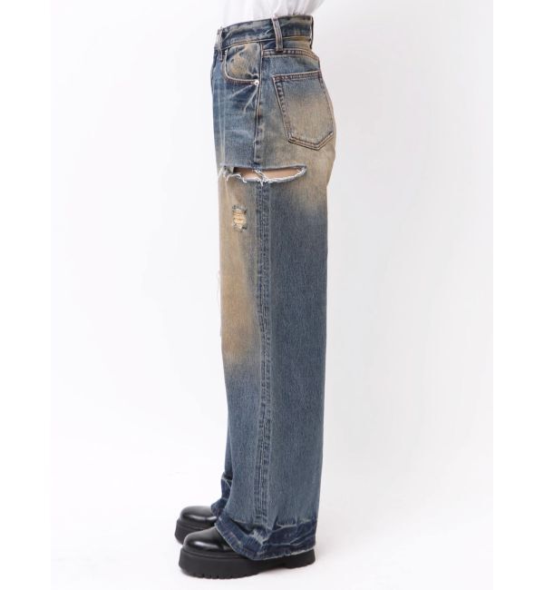 EVRIS「カットアウトワイドデニムパンツ」|デニム|