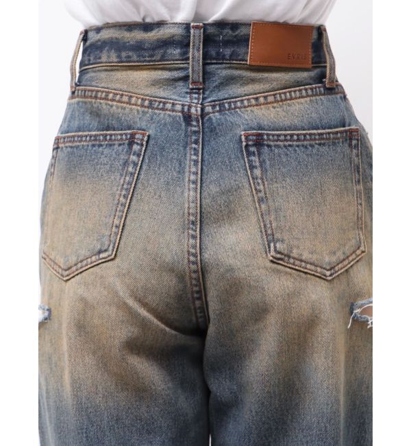 EVRIS「カットアウトワイドデニムパンツ」|デニム|