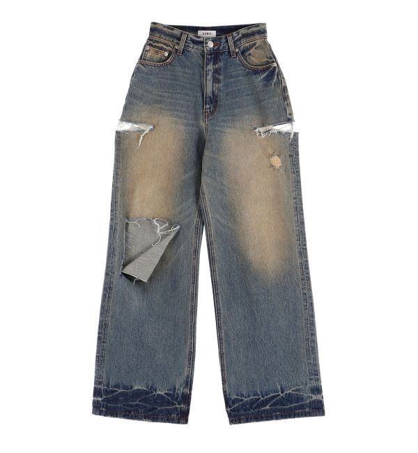 EVRIS「カットアウトワイドデニムパンツ」|デニム|