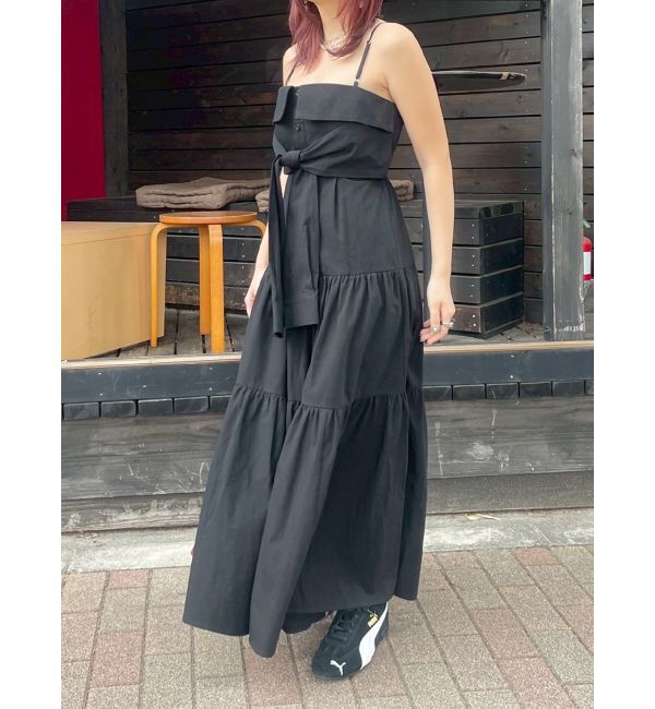 EVRIS「シャツデザインロングワンピース」|ワンピース|ブラック