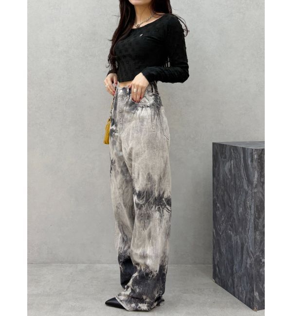 EVRIS「マーブルワイドデニムパンツ」|デニム|