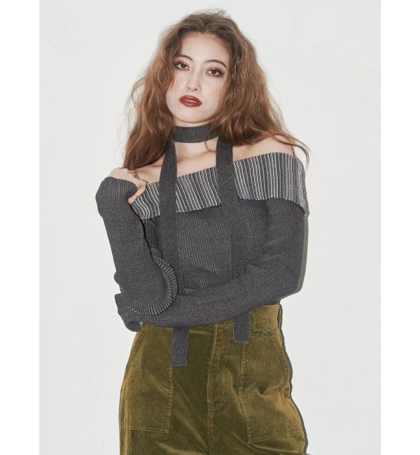 EVRIS「チョーカーSETオフショルニットトップス」|ニット・セーター|