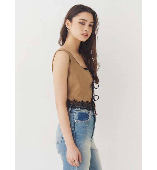 EVRIS「レースアップリボンビスチェ【セットアップ着用可能】」|タンクトップ|