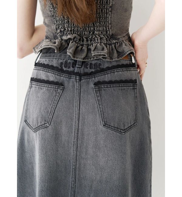 EVRIS「レースグラフィックロングデニムスカート」|スカート|