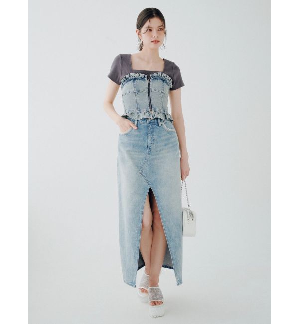 EVRIS「レースグラフィックロングデニムスカート」|スカート|