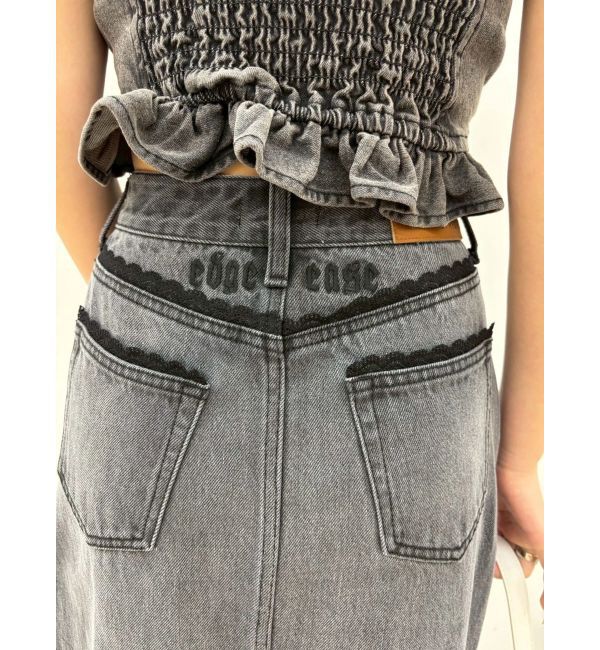 EVRIS「レースグラフィックロングデニムスカート」|スカート|