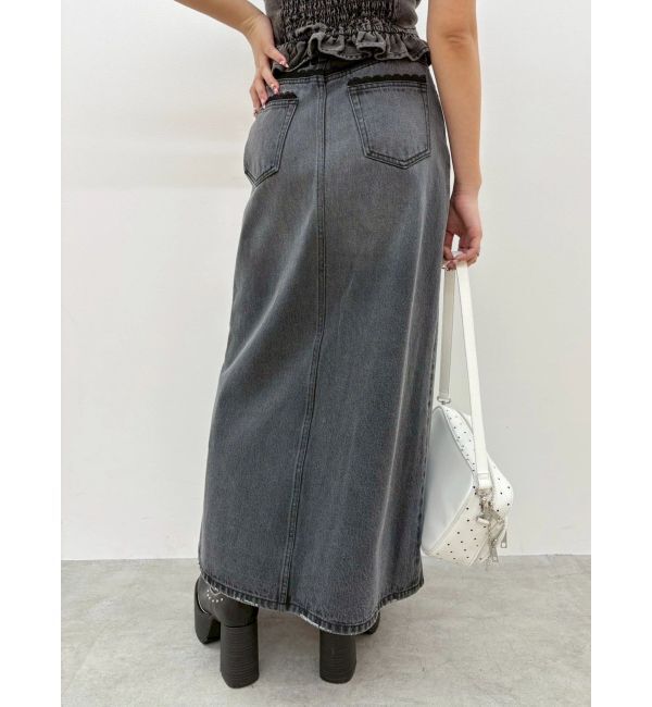 EVRIS「レースグラフィックロングデニムスカート」|スカート|