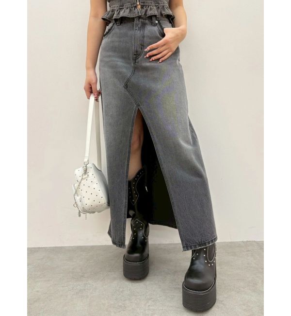 EVRIS「レースグラフィックロングデニムスカート」|スカート|