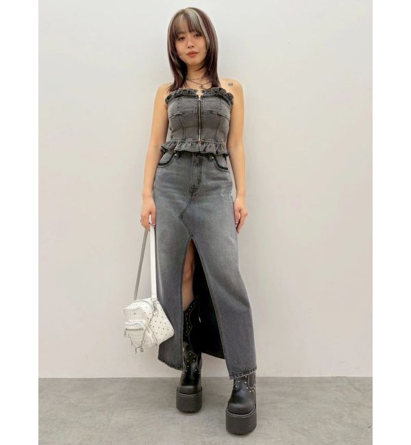 EVRIS「レースグラフィックロングデニムスカート」|スカート|