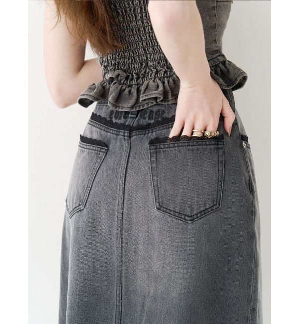 EVRIS「レースグラフィックロングデニムスカート」|スカート|