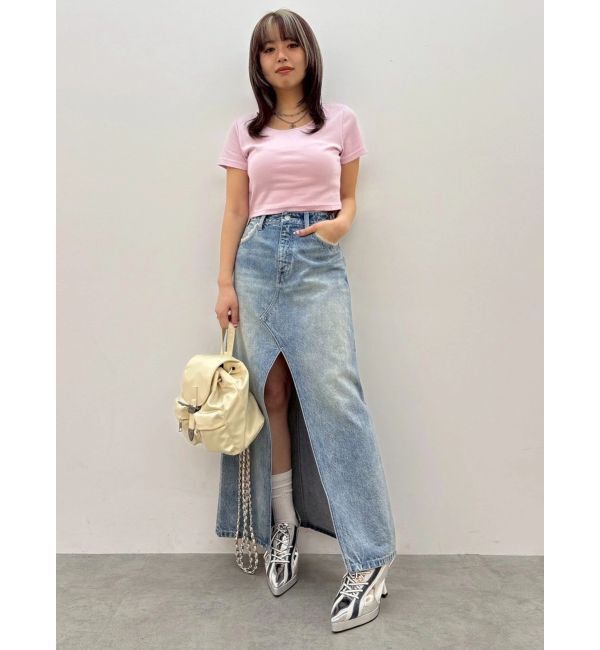 EVRIS「レースグラフィックロングデニムスカート」|スカート|