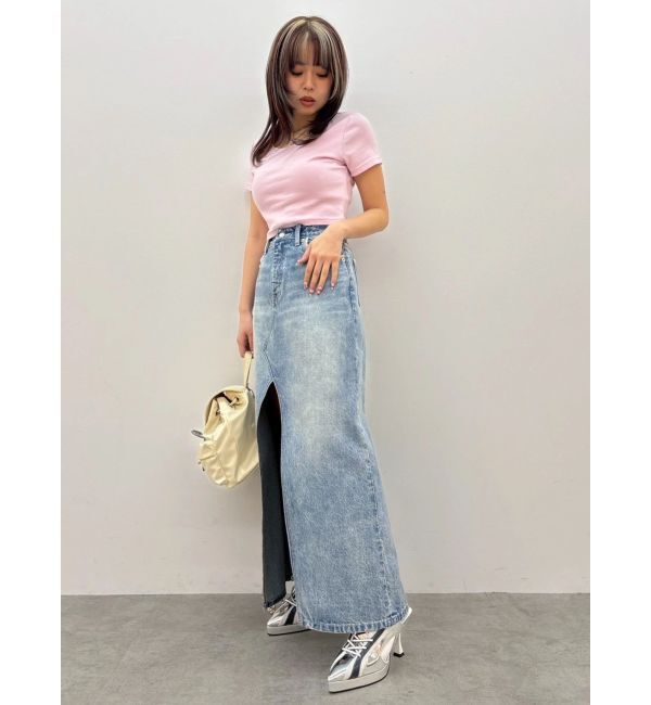 EVRIS「レースグラフィックロングデニムスカート」|スカート|