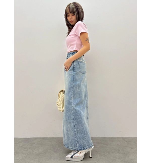 EVRIS「レースグラフィックロングデニムスカート」|スカート|