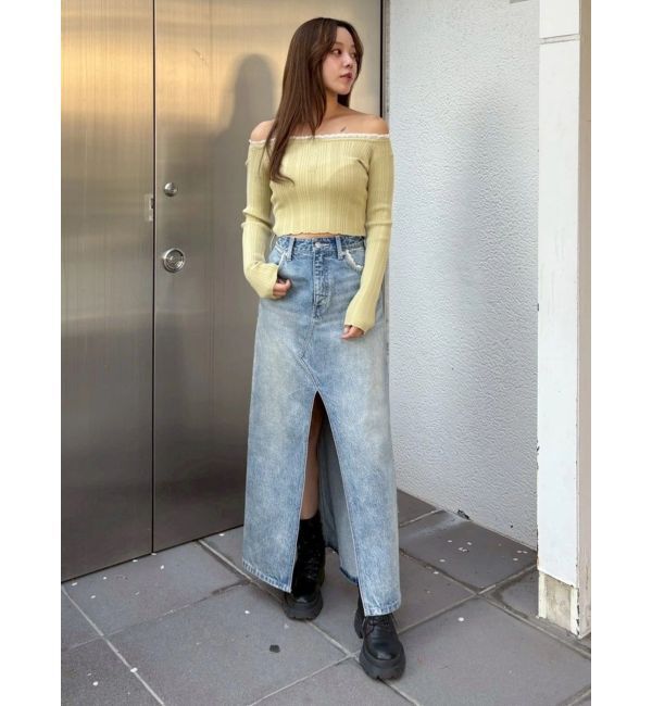 EVRIS「レースグラフィックロングデニムスカート」|スカート|