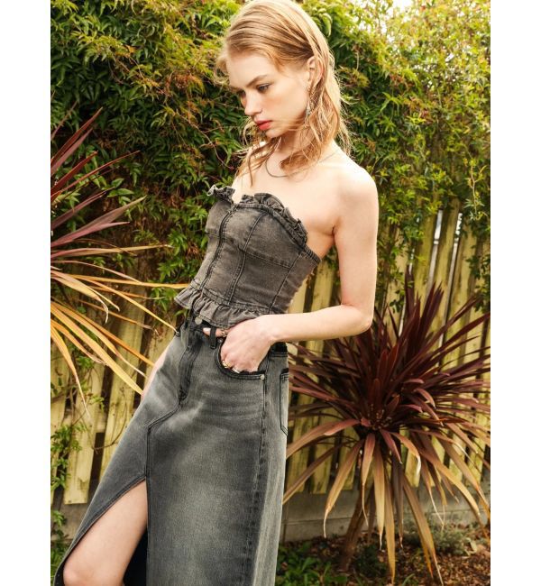 EVRIS「レースグラフィックロングデニムスカート」|スカート|