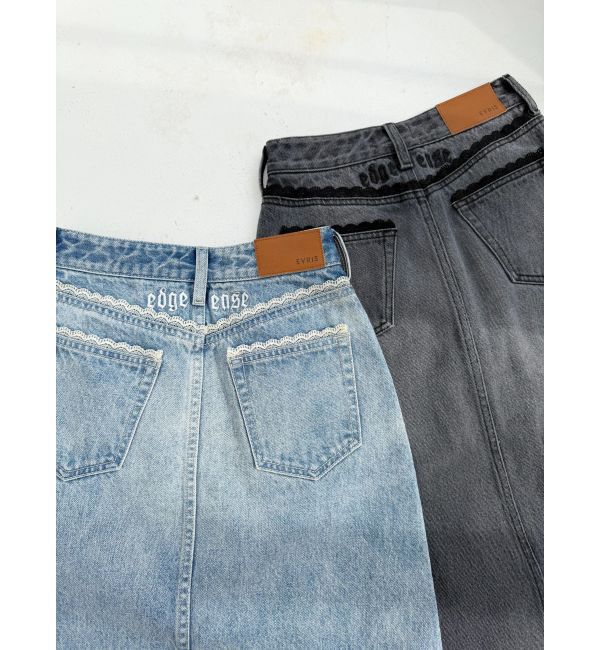 EVRIS「レースグラフィックロングデニムスカート」|スカート|