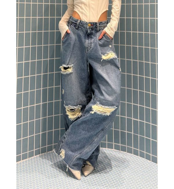 jouetie「【Something &times;PosTokyo】PANEL BALLON WIDE DENIM」|デニム|ブルー