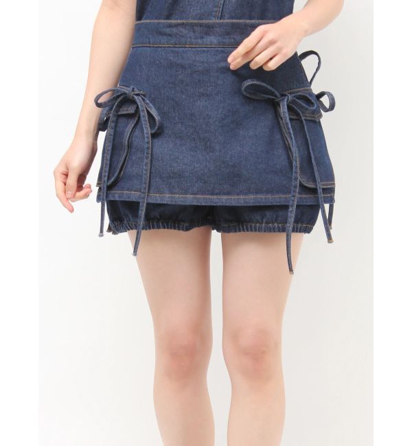jouetie「リボンデニムスカパン【セットアップ対応】」|デニム|