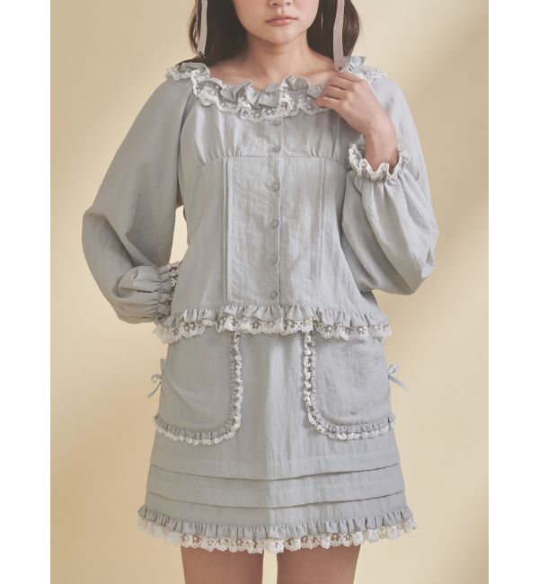 merry jenny「sugar square blouse」|シャツ・ブラウス|アイスブルー